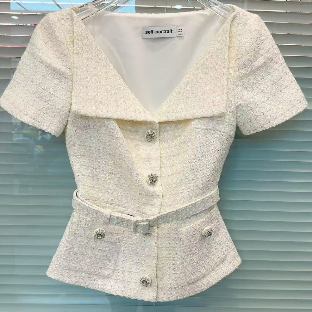 Self-Portrait Cream Boucle Top - Picture 7 of 10